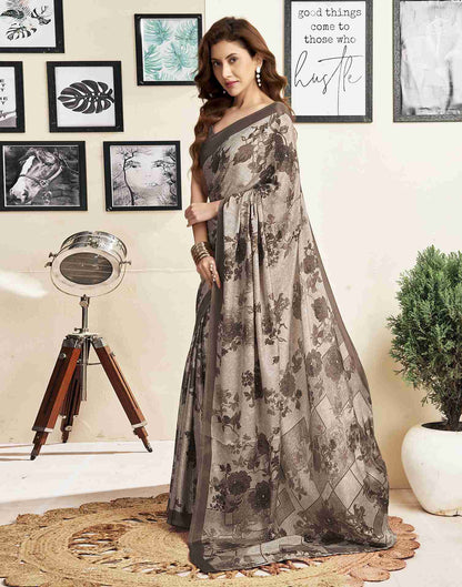 Light Beige Silk Printed Saree