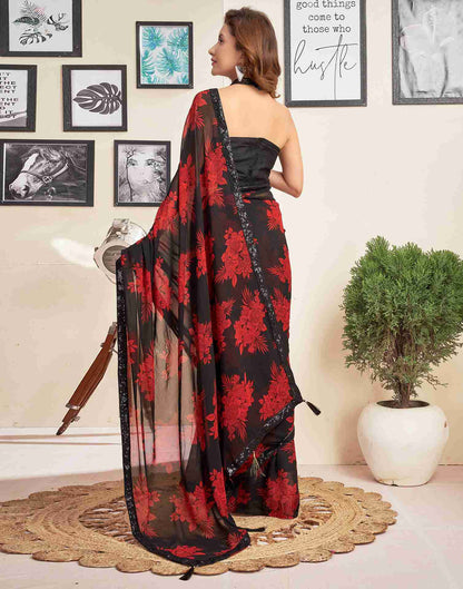 Black Georgette Printed Saree