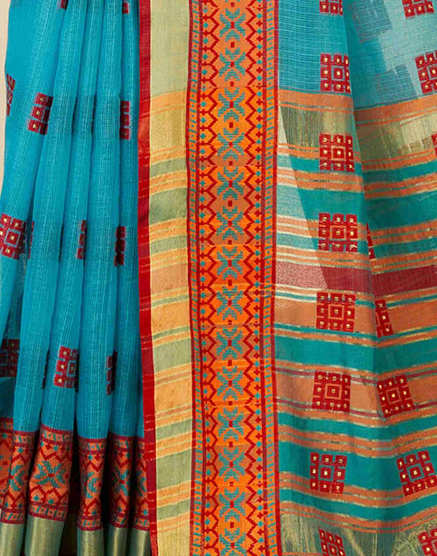 Sky Blue Silk Woven Kota Doria Saree