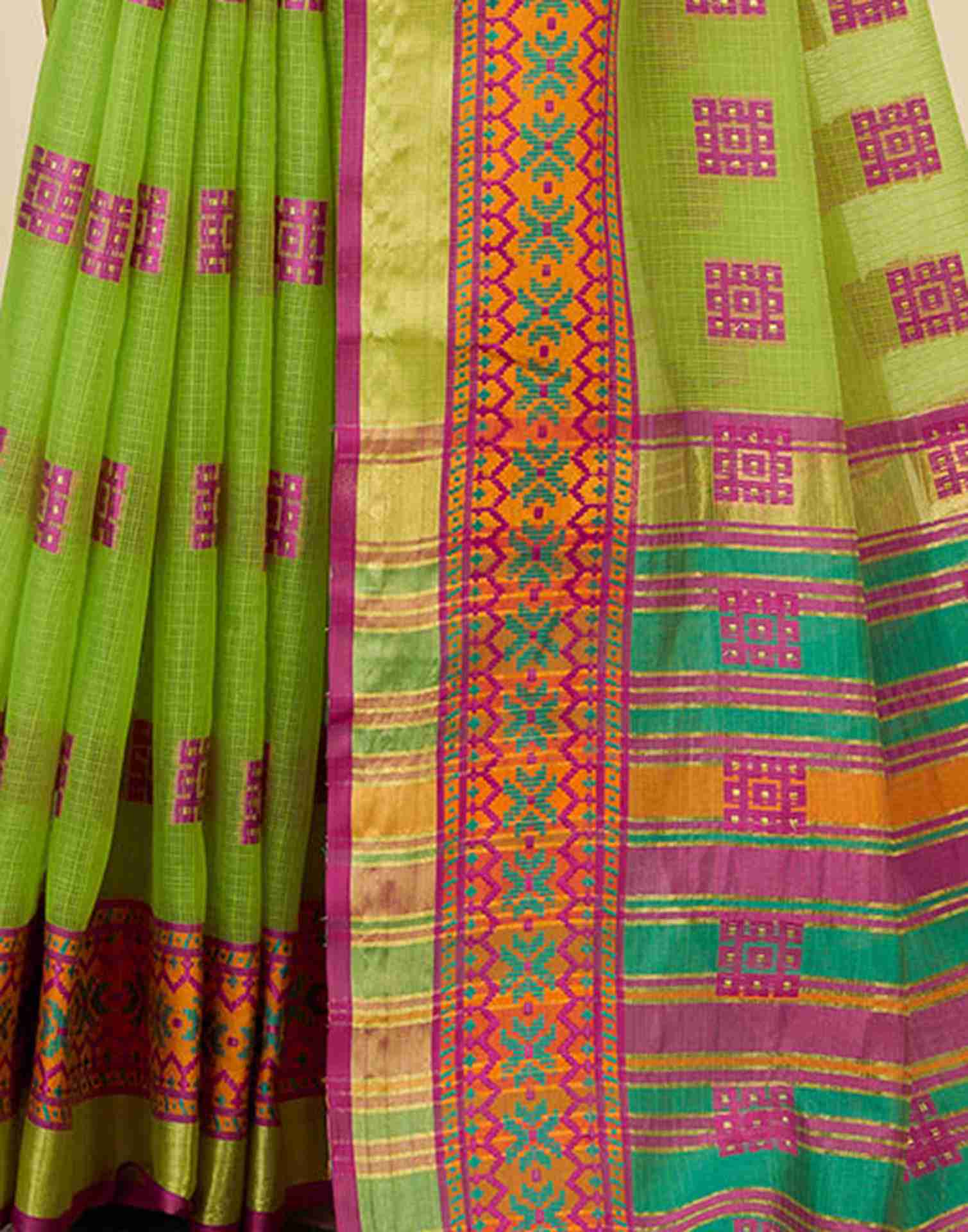 Light Green Silk Woven Kota Doria Saree