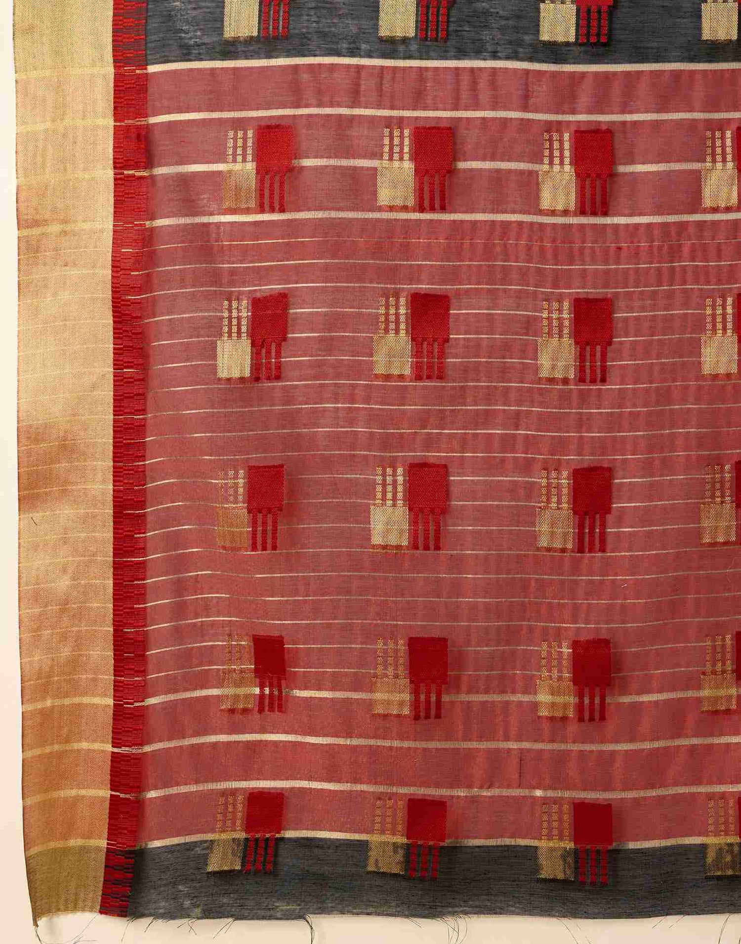 Black Cotton Woven Weaving Saree