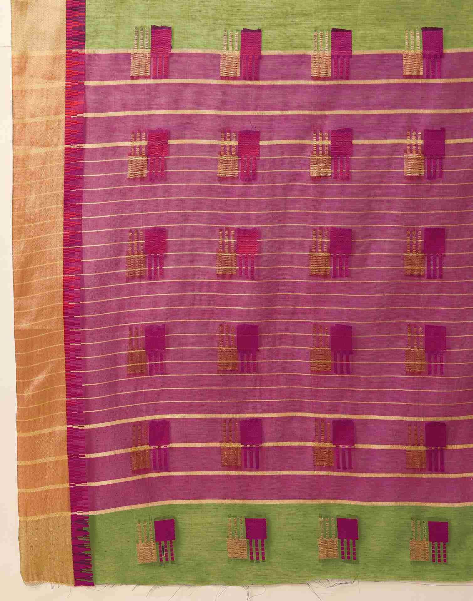 Green Cotton Woven Weaving Saree