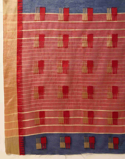 Navy Blue Cotton Woven Weaving Saree