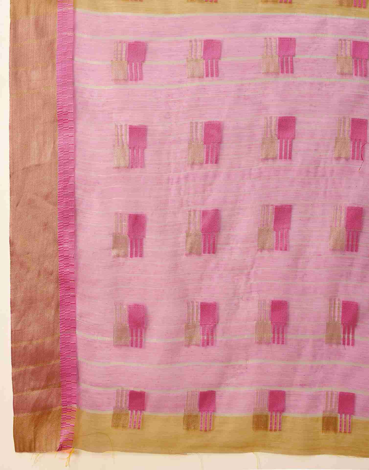 Mustard Yellow Cotton Woven Weaving Saree