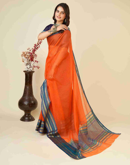 Orange Silk Woven Kota Doria Saree