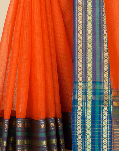 Orange Silk Woven Kota Doria Saree