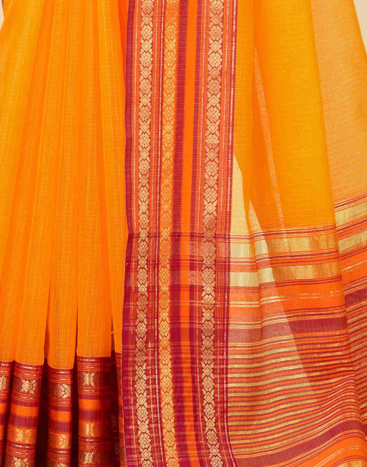 Yellow Silk Woven Kota Doria Saree