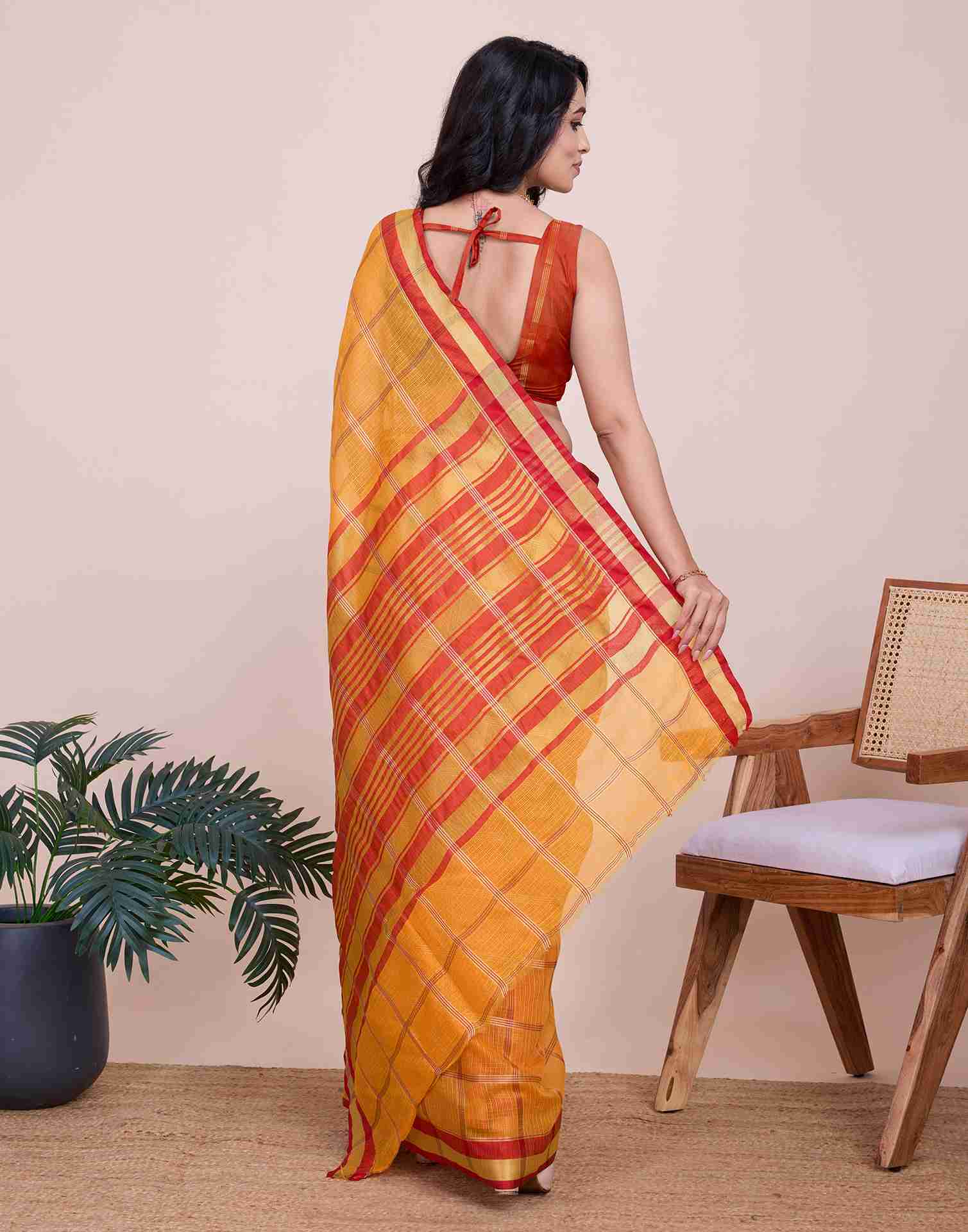 Yellow Silk Woven Kota Doria Saree