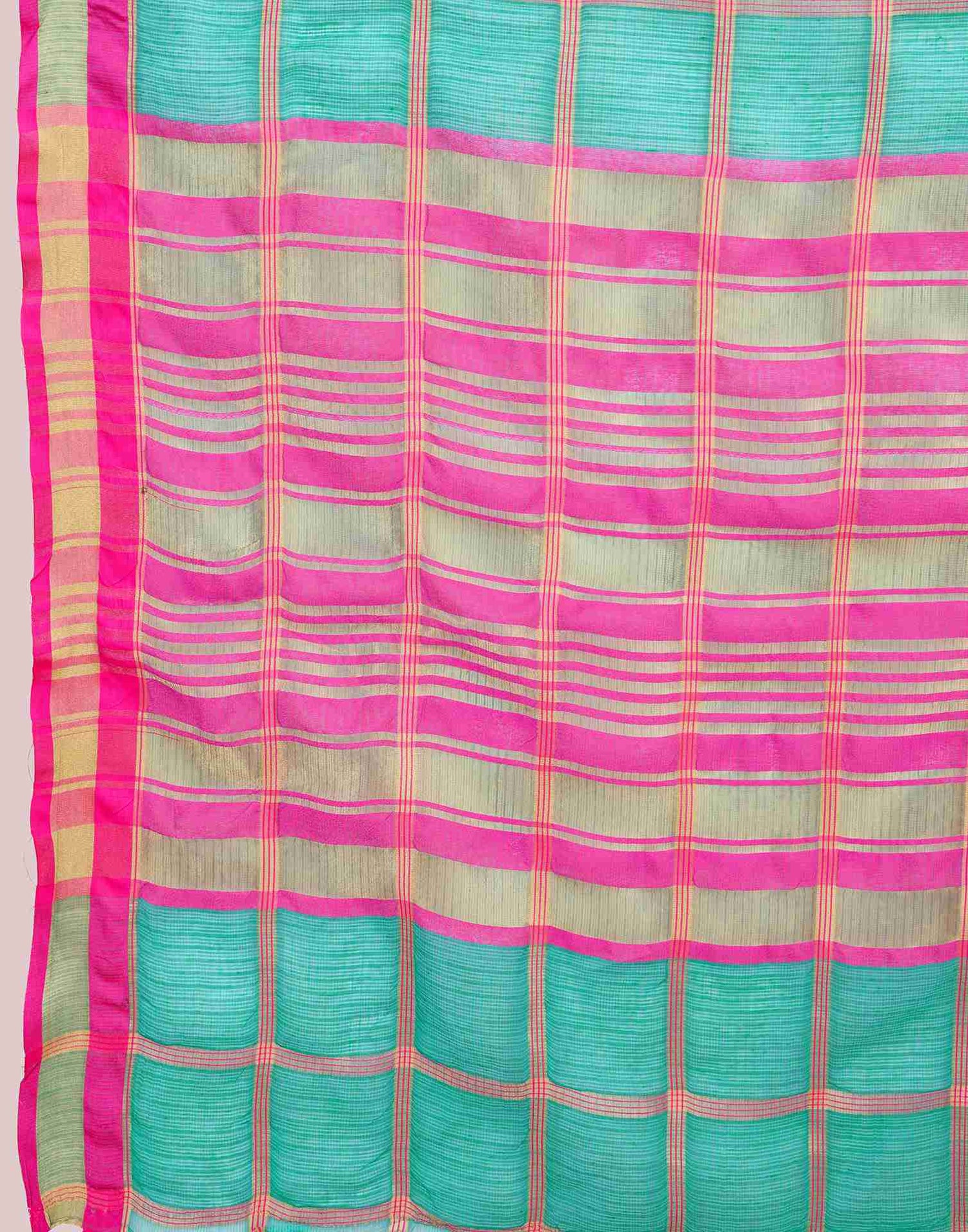 Teal Green Silk Woven Kota Doria Saree