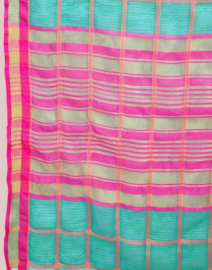 Teal Green Silk Woven Kota Doria Saree