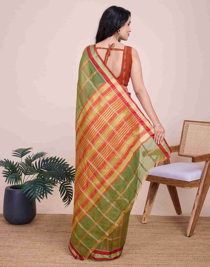 Green Silk Woven Kota Doria Saree