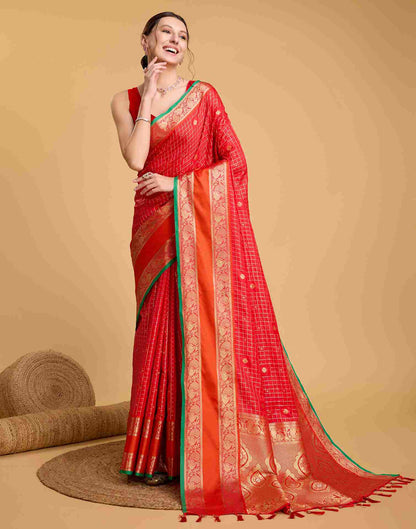 Red Silk Woven Banarasi Saree