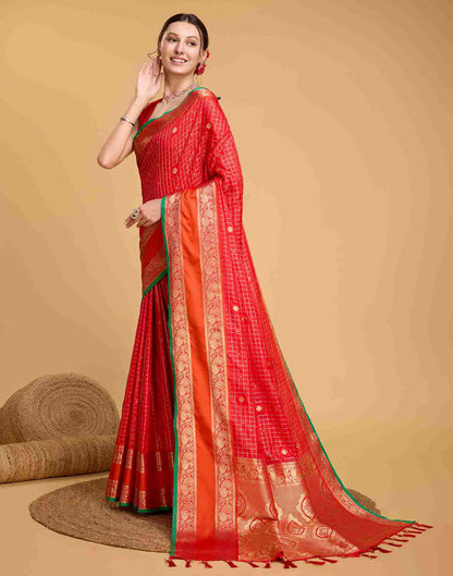 Red Silk Woven Banarasi Saree