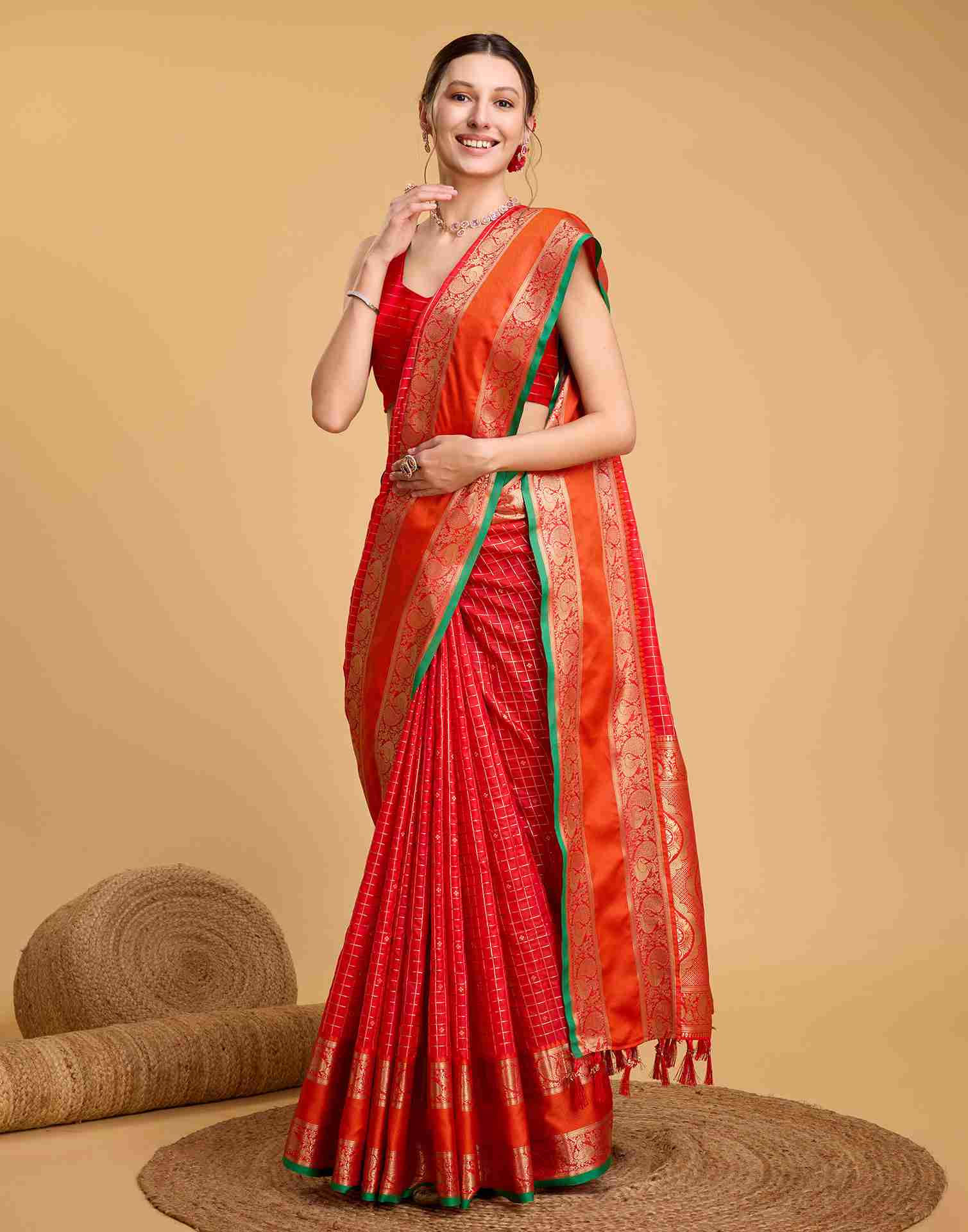 Red Silk Woven Banarasi Saree