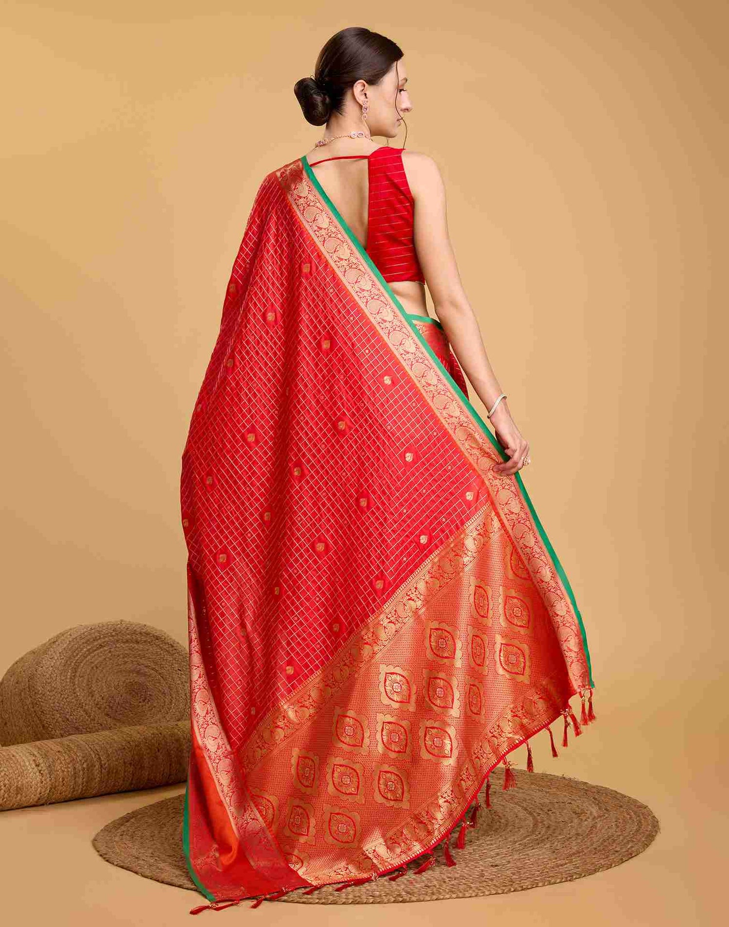 Red Silk Woven Banarasi Saree