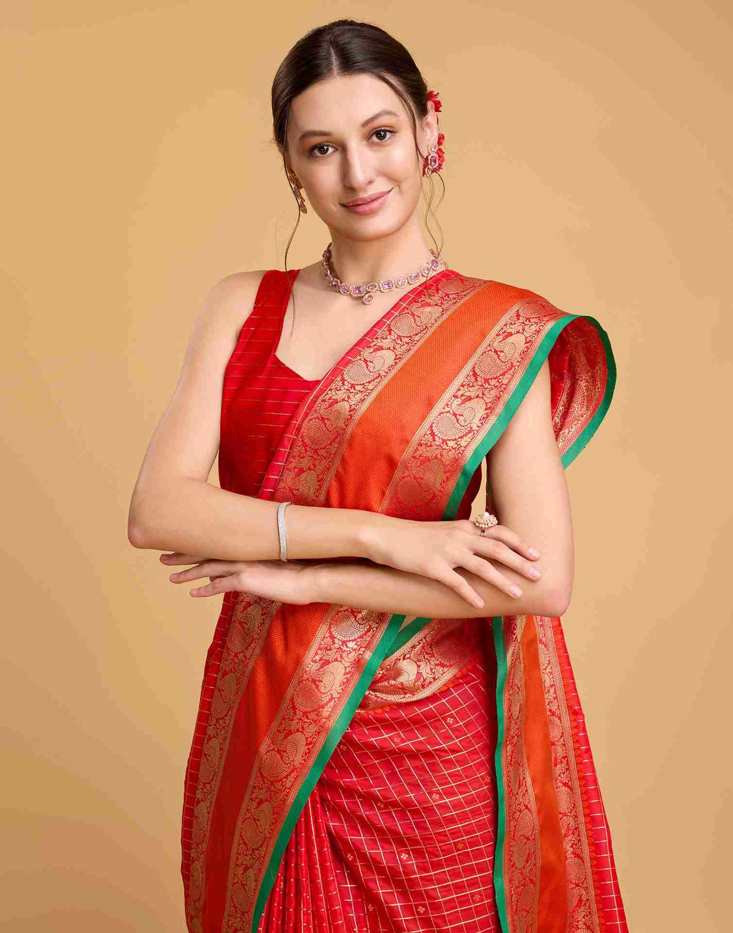 Red Silk Woven Banarasi Saree