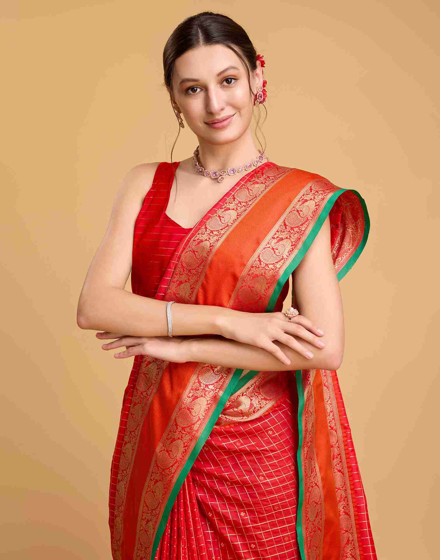 Red Silk Woven Banarasi Saree