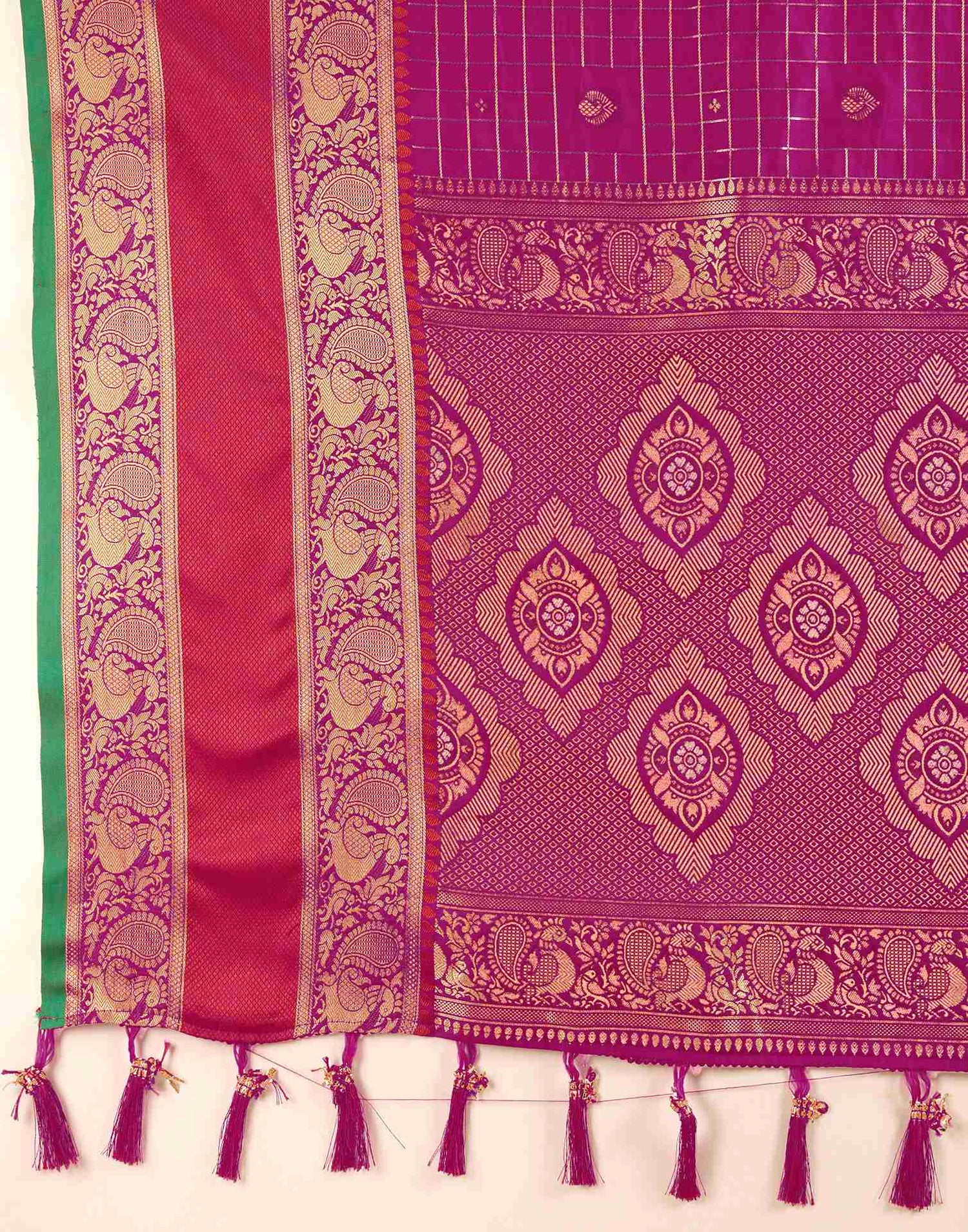 Dark Magenta Silk Woven Banarasi Saree