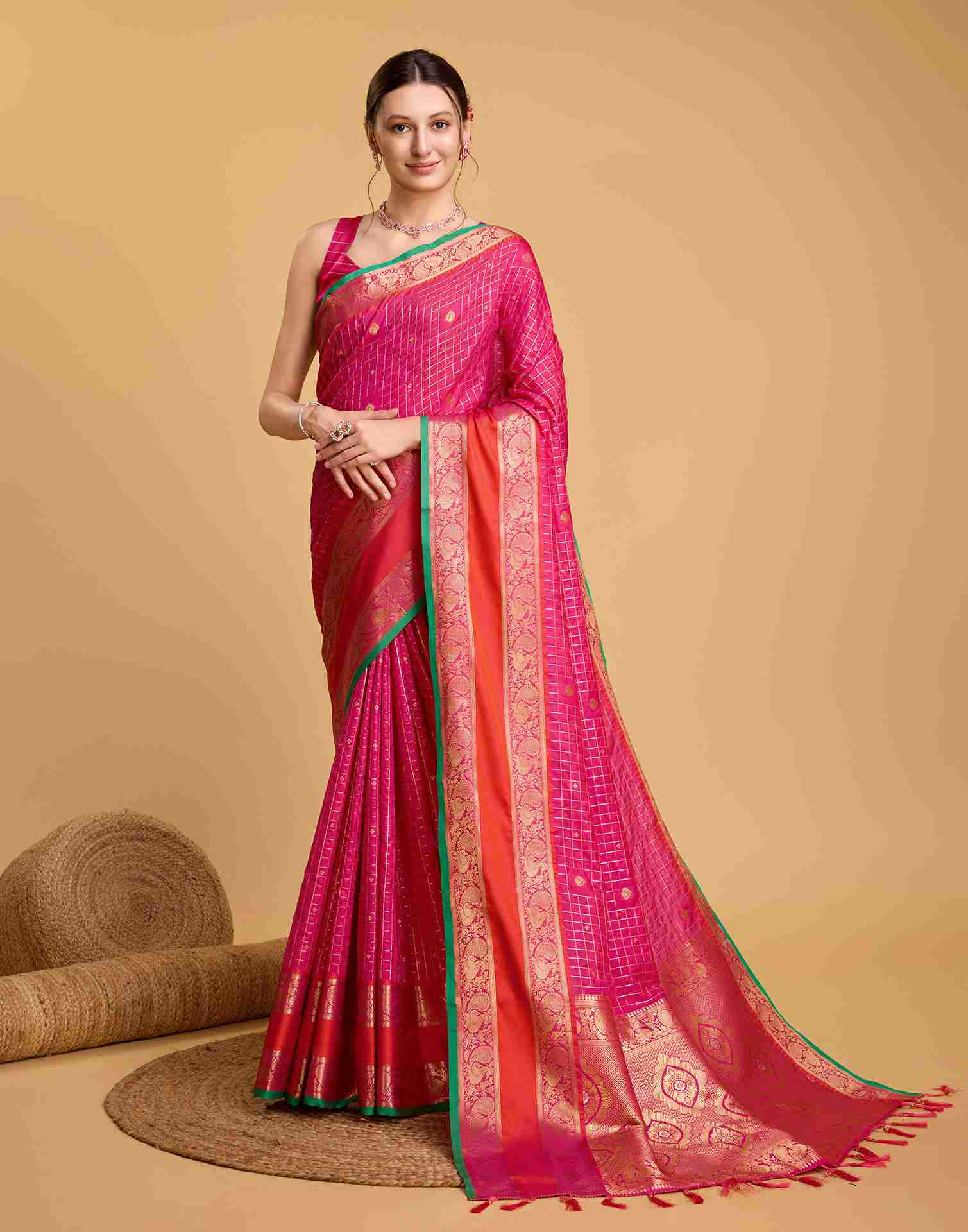 Rani Pink Silk Woven Banarasi Saree