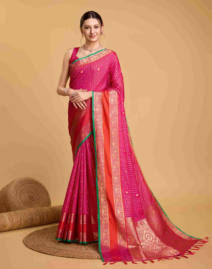 Rani Pink Silk Woven Banarasi Saree