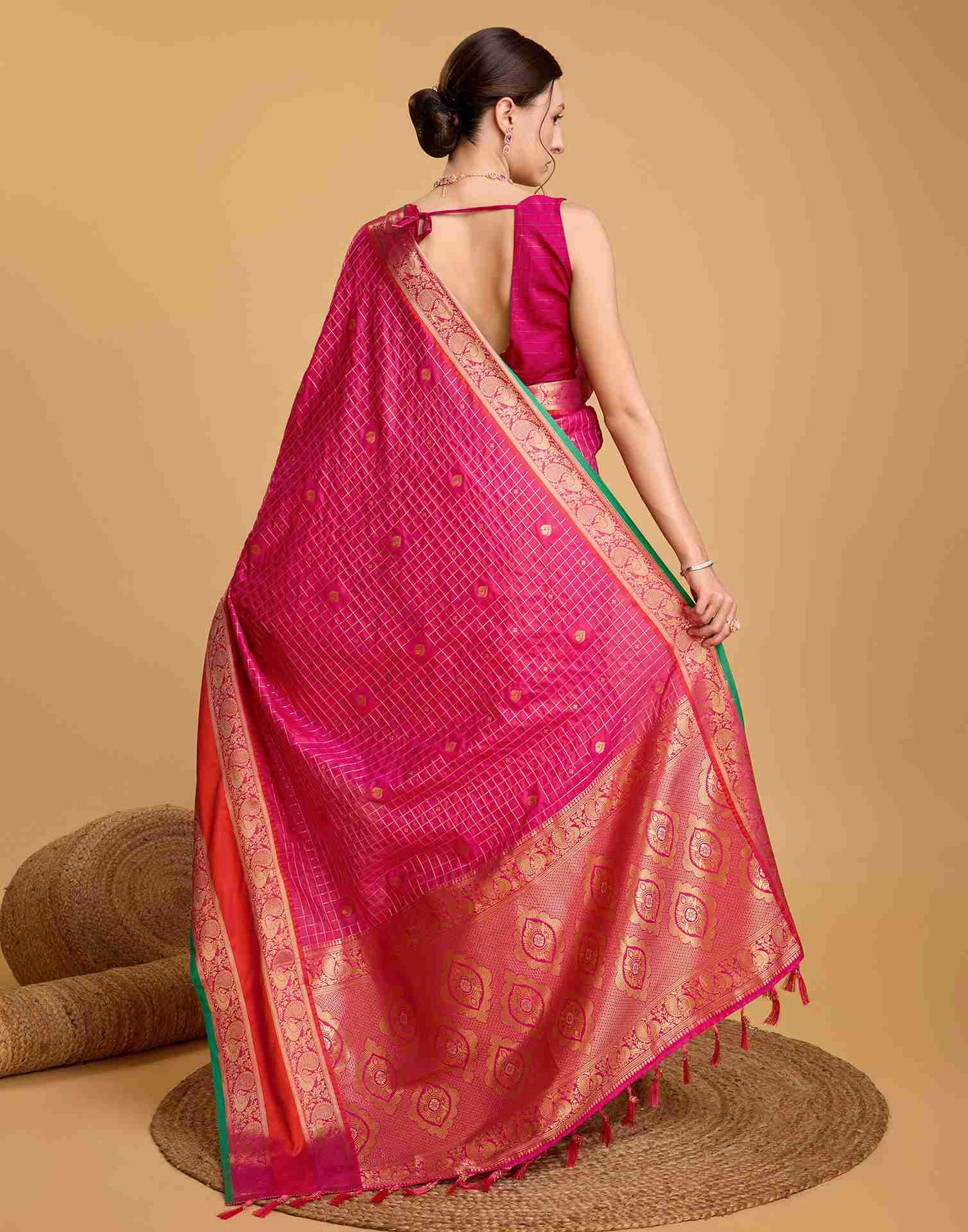 Rani Pink Silk Woven Banarasi Saree