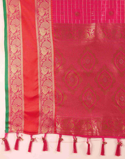 Rani Pink Silk Woven Banarasi Saree