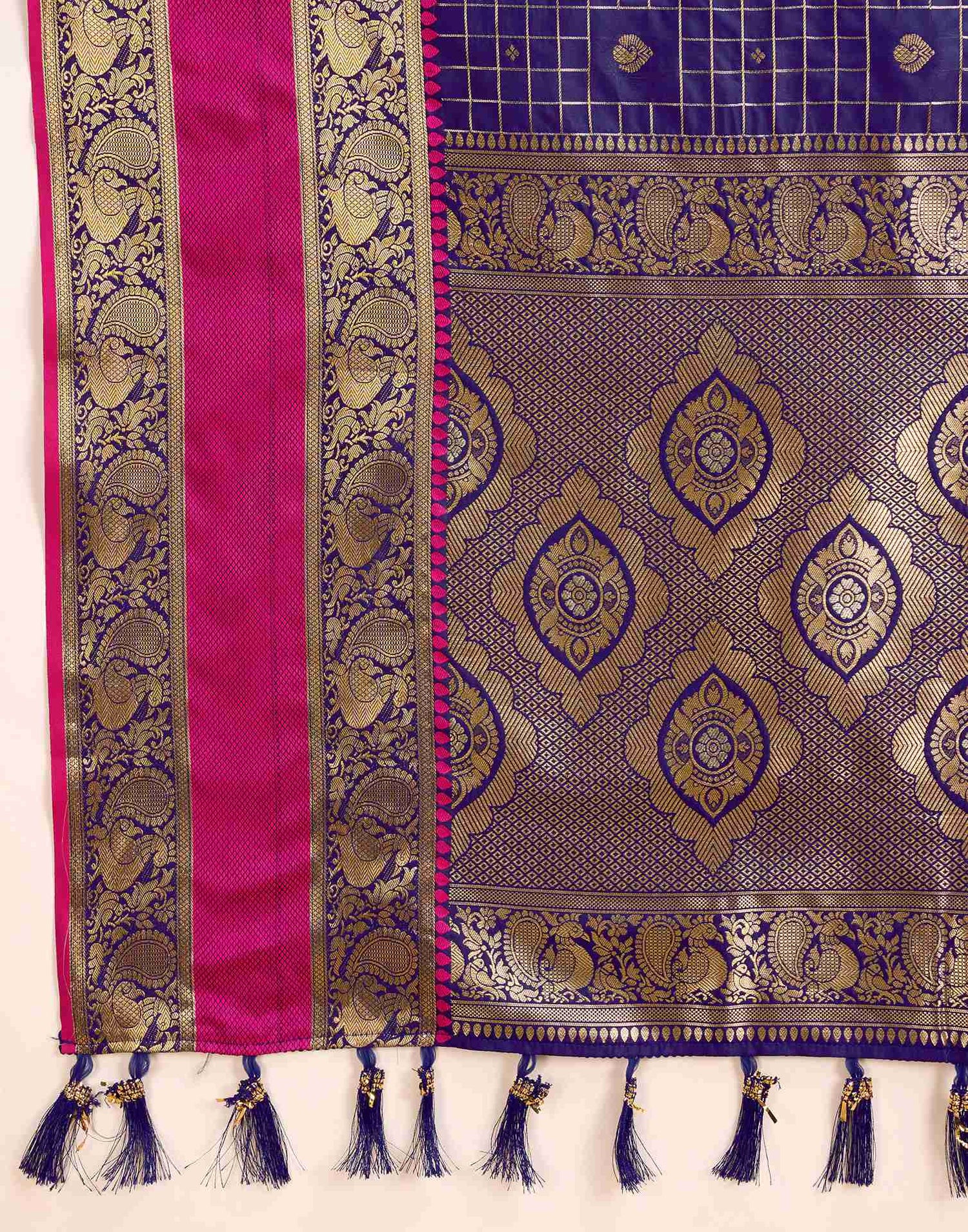 Dark Blue Silk Woven Banarasi Saree