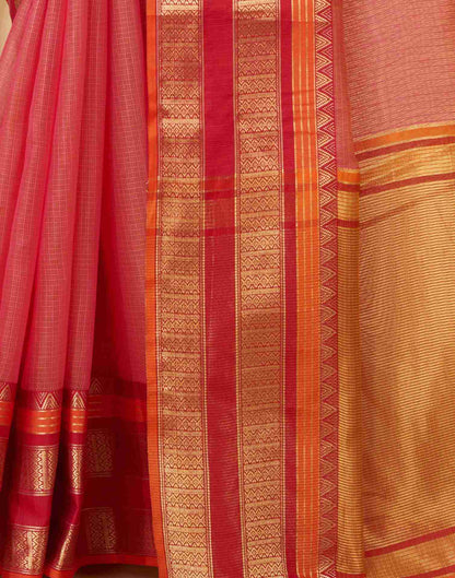 Rose Pink Silk Woven Kota Doria Saree