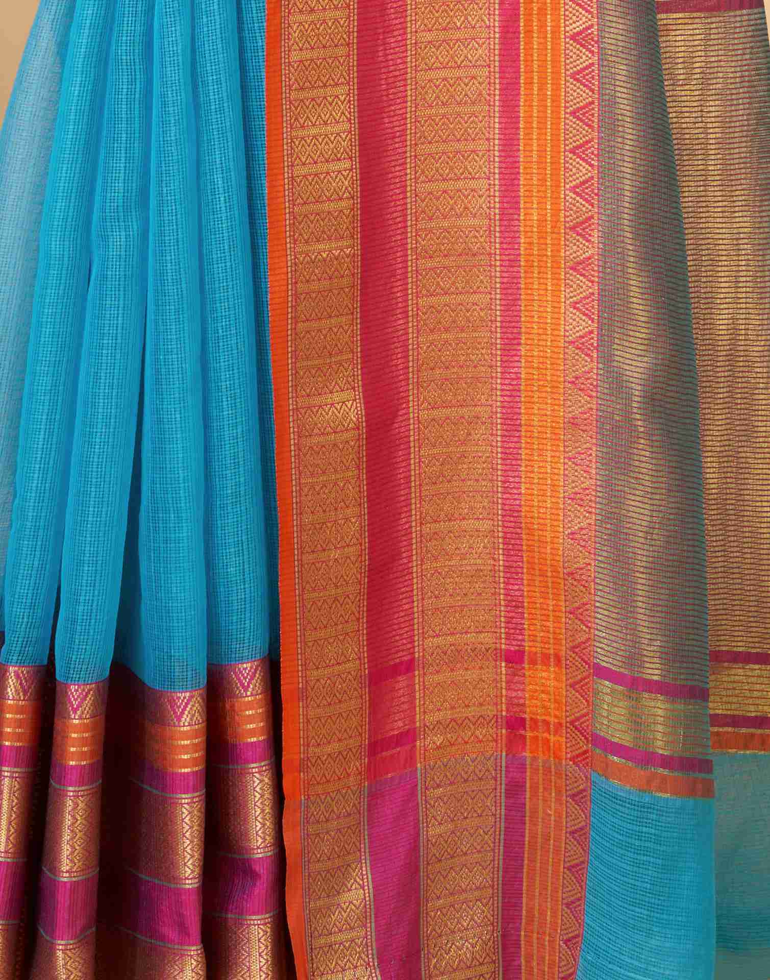 Blue Silk Woven Kota Doria Saree