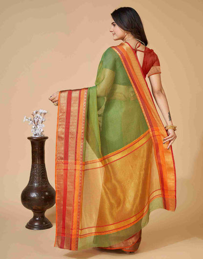 Green Silk Woven Kota Doria Saree