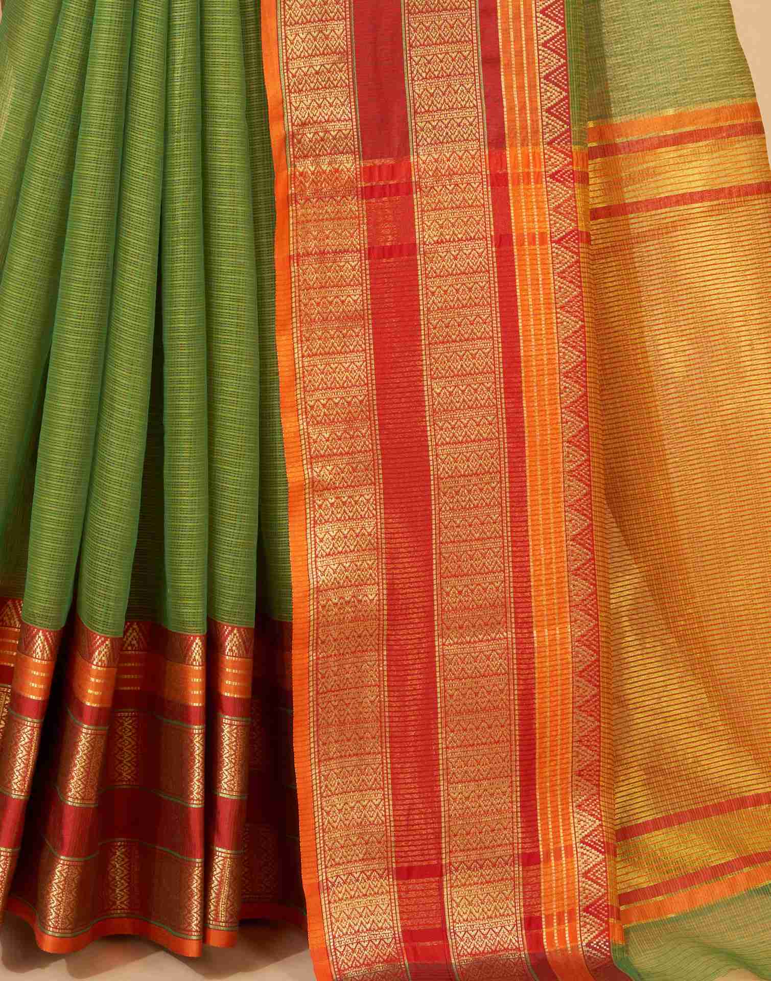 Green Silk Woven Kota Doria Saree