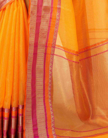 Yellow Silk Woven Kota Doria Saree