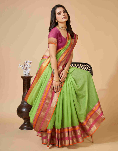 Light Green Silk Woven Kota Doria Saree