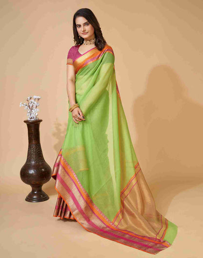 Light Green Silk Woven Kota Doria Saree