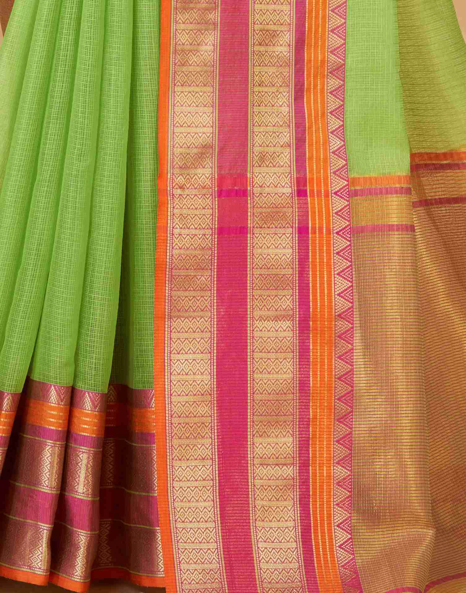 Light Green Silk Woven Kota Doria Saree