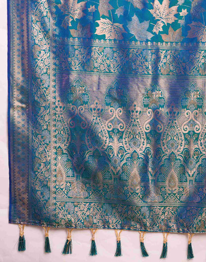 Peacock Blue Silk Woven Banarasi Saree