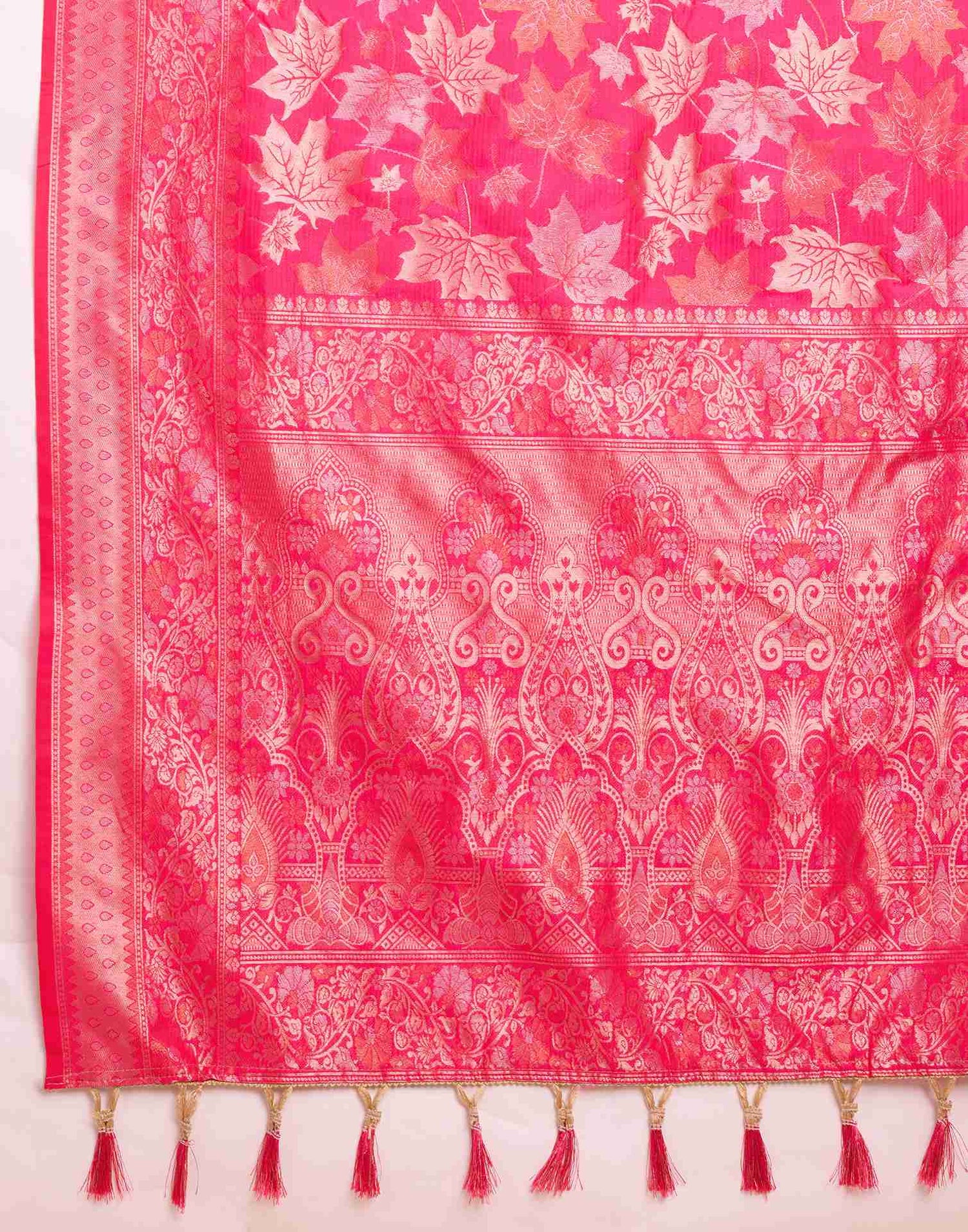 Bright Pink Silk Woven Banarasi Saree