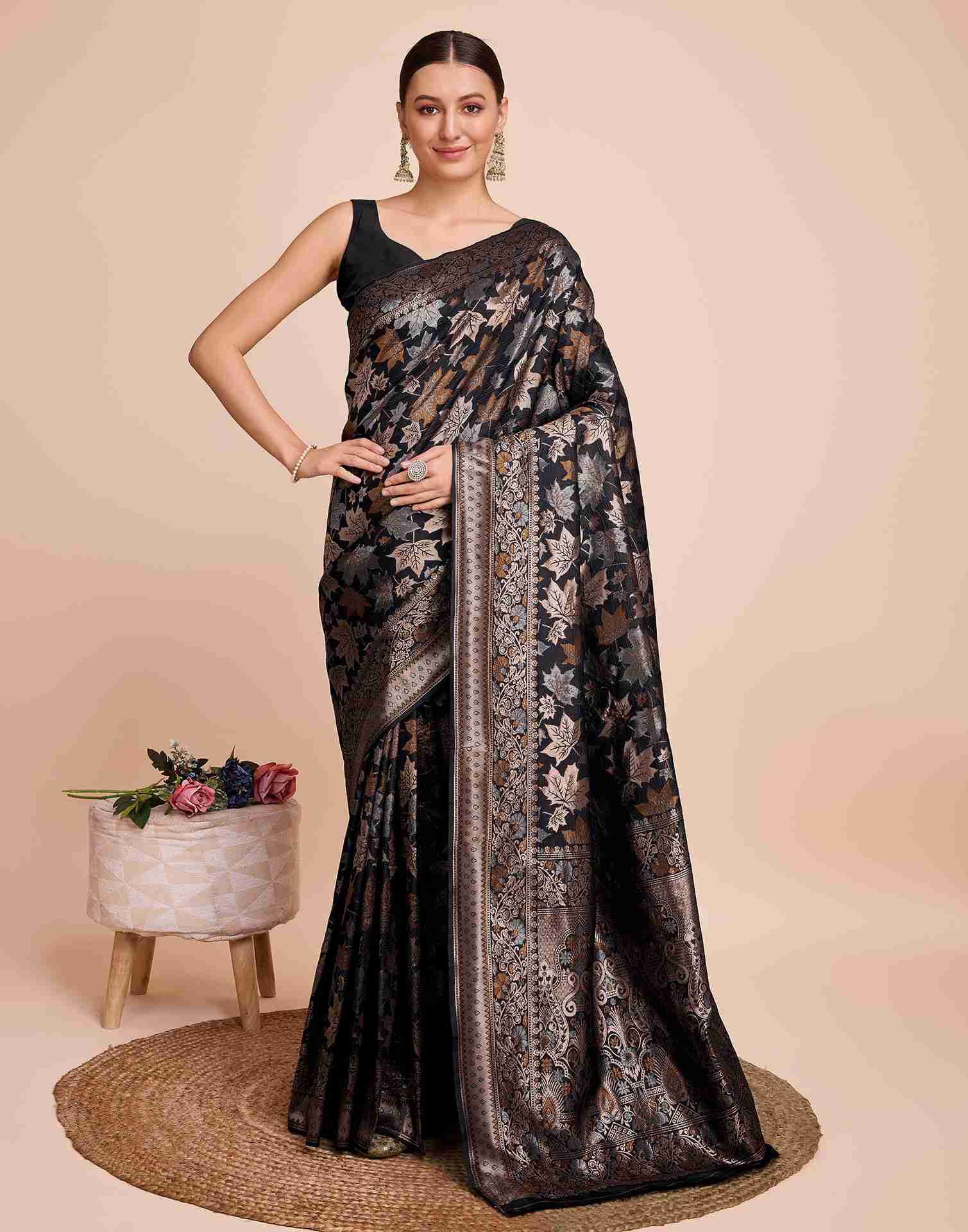 Black Silk Woven Banarasi Saree