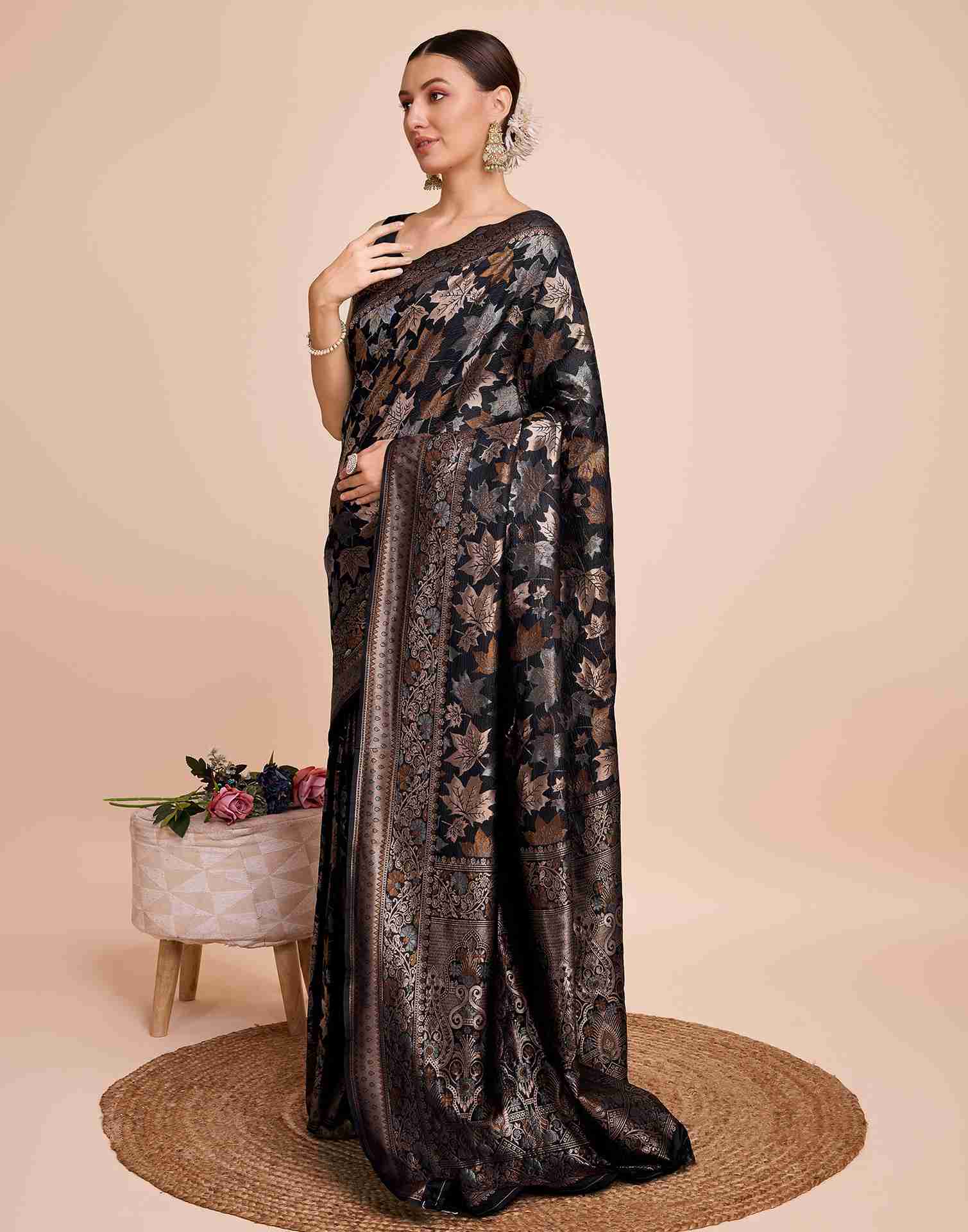 Black Silk Woven Banarasi Saree