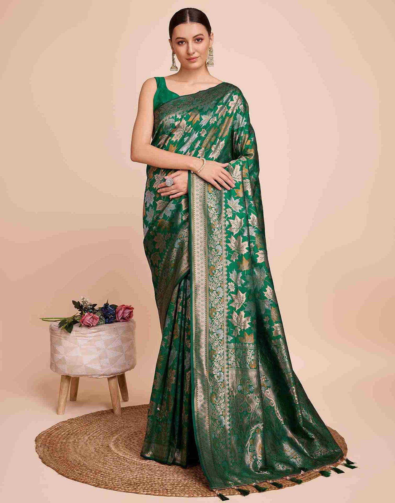 Green Silk Woven Banarasi Saree