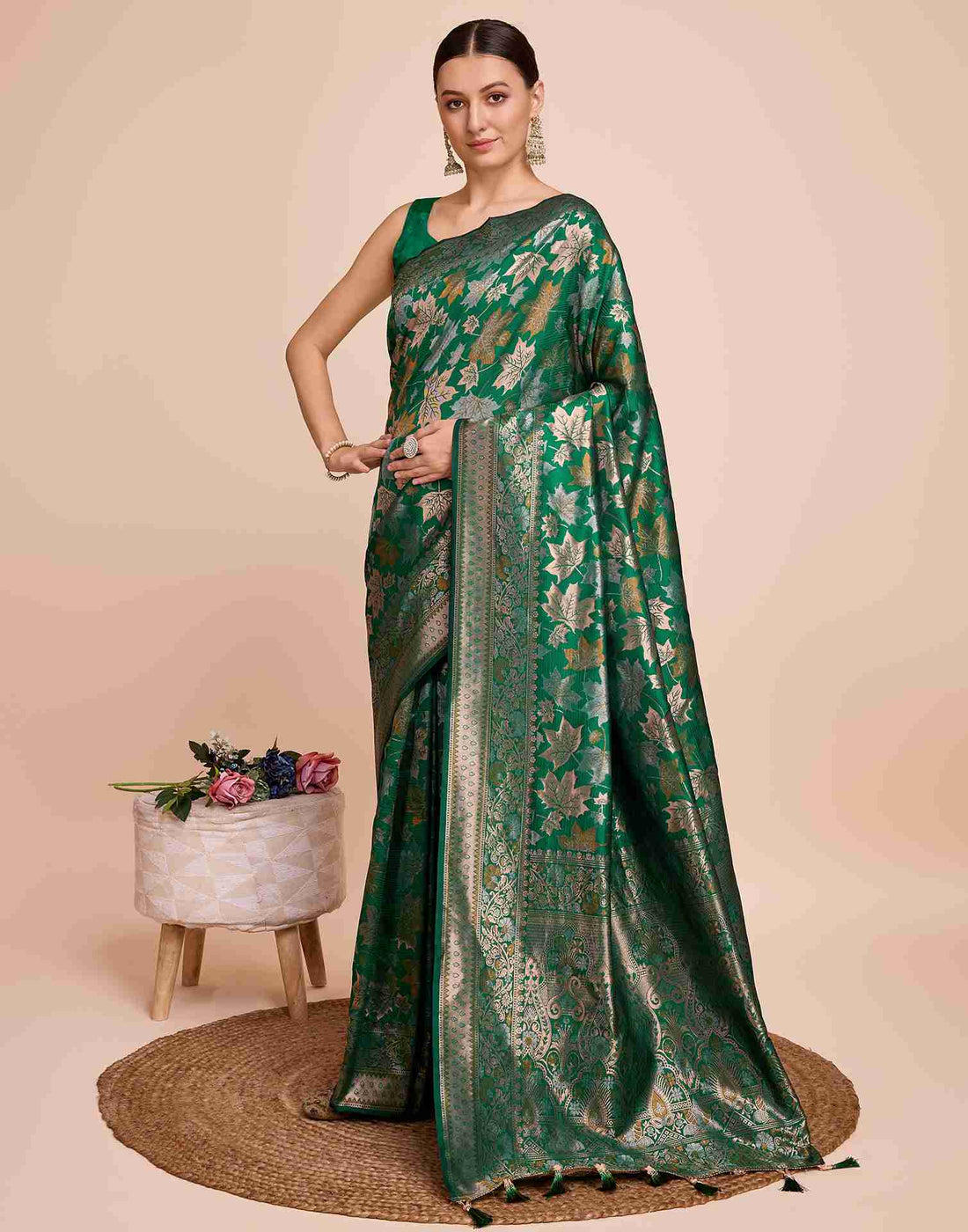 Green Silk Woven Banarasi Saree