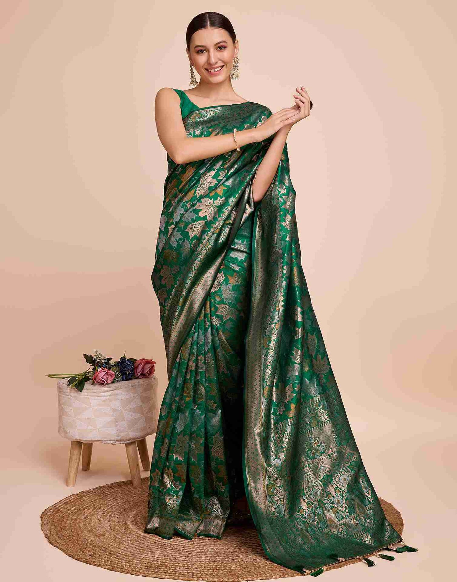 Green Silk Woven Banarasi Saree