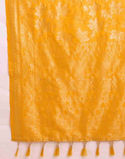 Bright Yellow Silk Woven Banarasi Saree