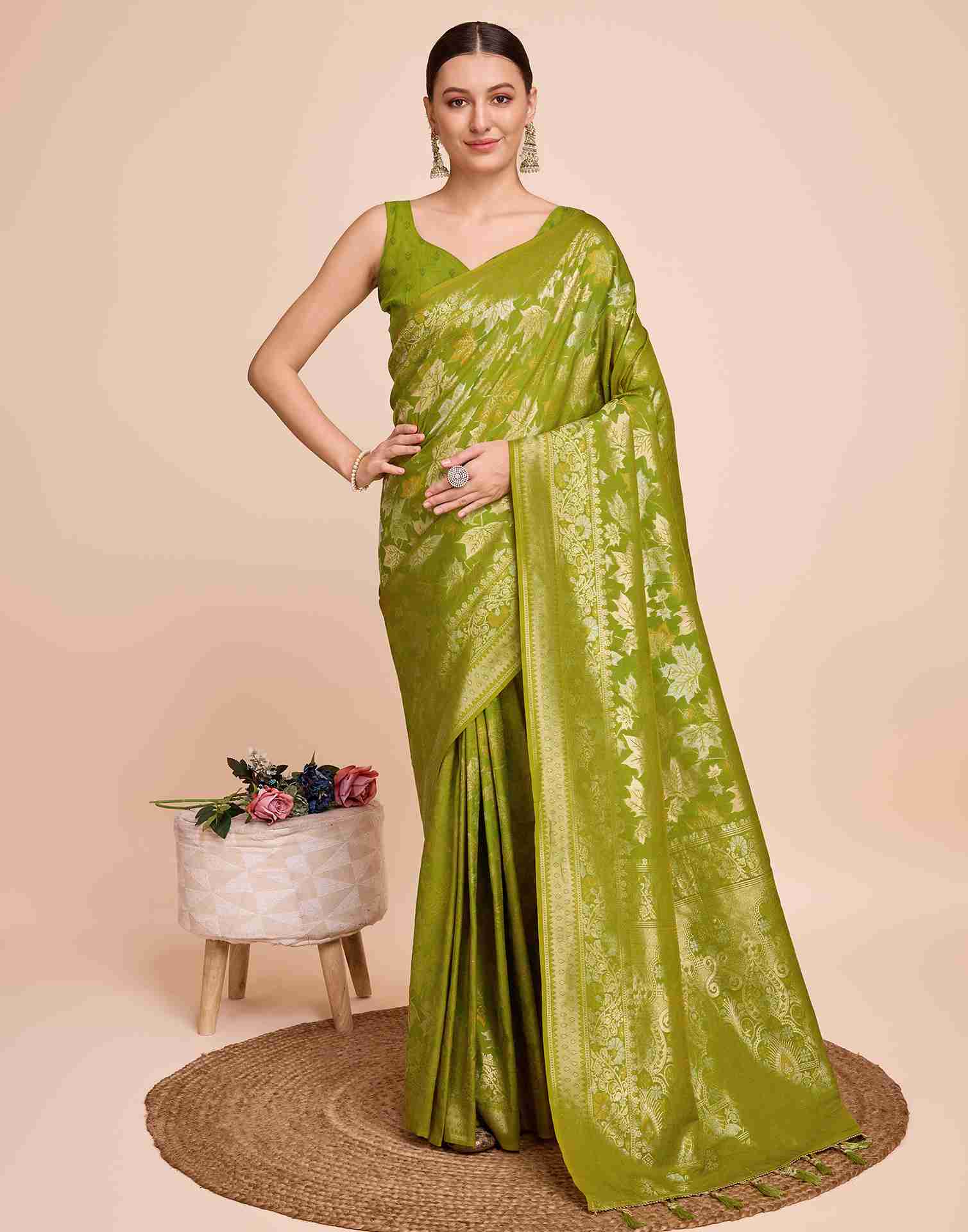 Light Green Silk Woven Banarasi Saree