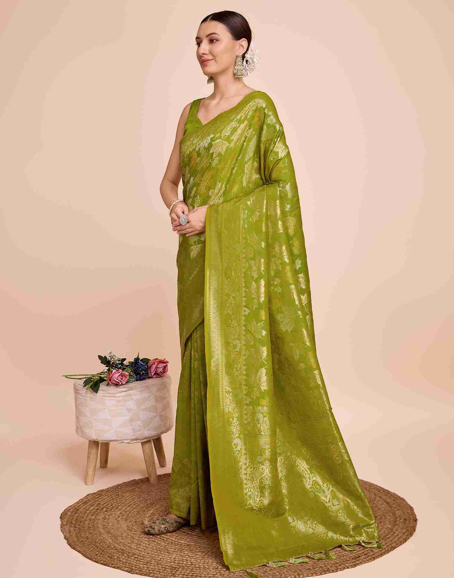 Light Green Silk Woven Banarasi Saree