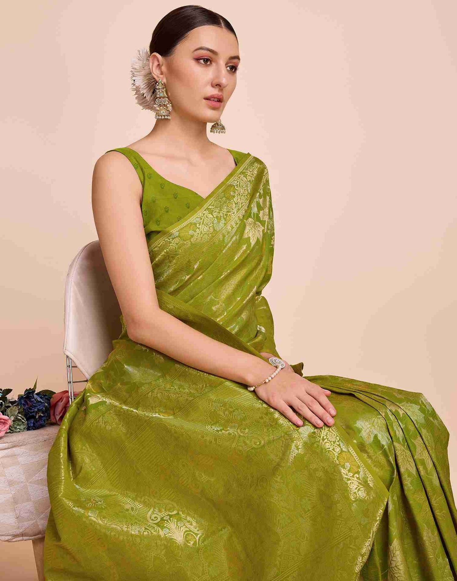 Light Green Silk Woven Banarasi Saree