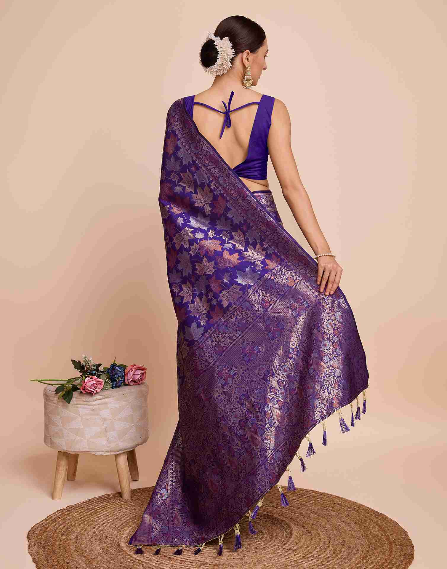 Violet Silk Woven Banarasi Saree