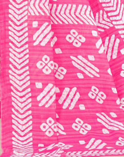 Pink Cotton Geometric Printed Saree