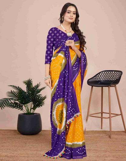 Yellow Cotton Printed Saree