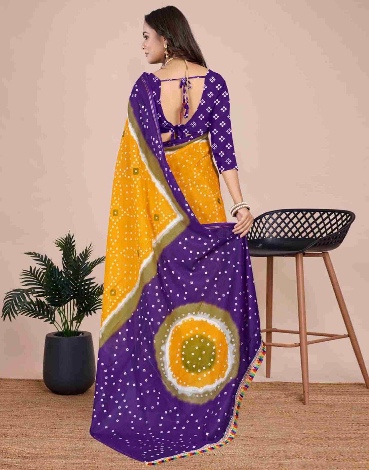 Yellow Cotton Printed Saree